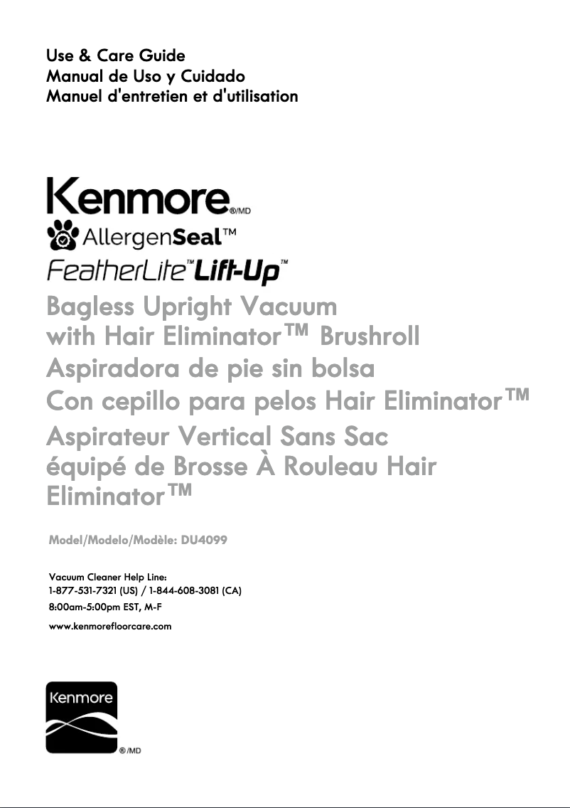 Page 1 of the manual User Manual Kenmore FeatherLite Lift-Up DU4099