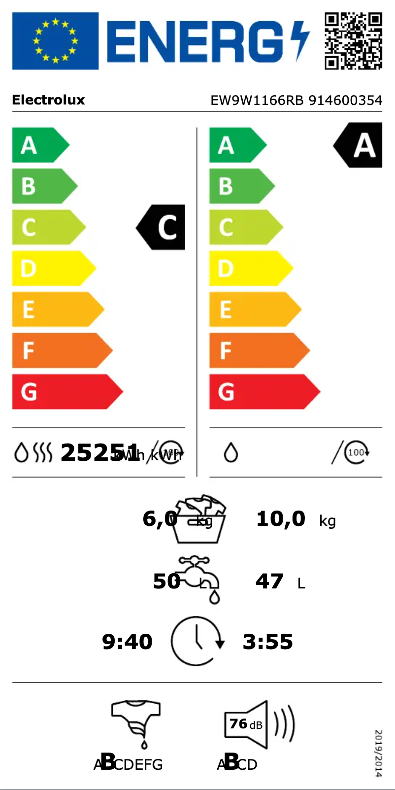 First page image of the manual for EW9W1166RB