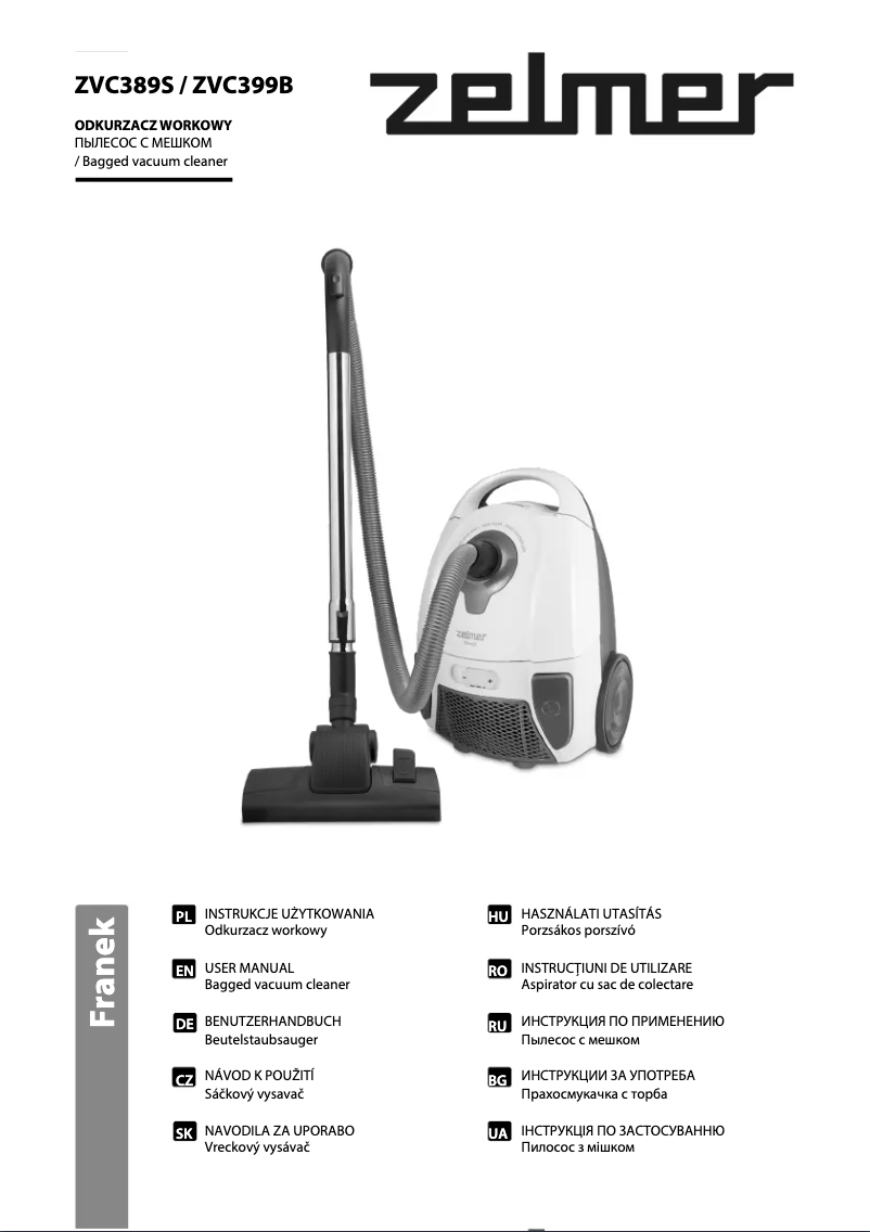 First page image of the manual for Franek ZVC399BB