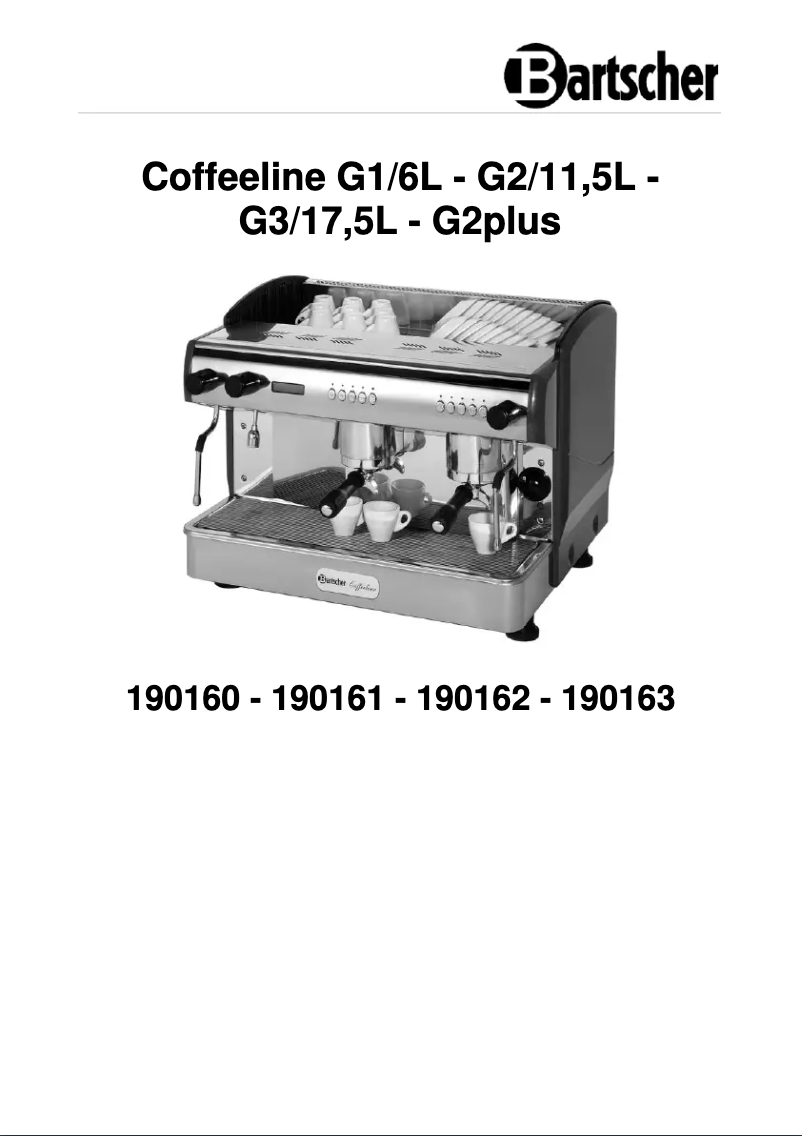 Page 1 of the manual User Manual Bartscher Coffeeline G2 Plus