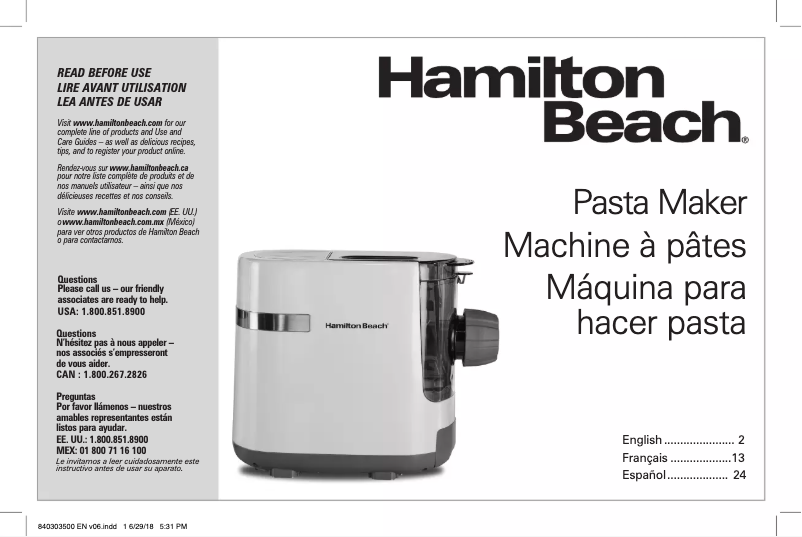 Page 1 of the manual Instruction Manual Hamilton Beach 86650