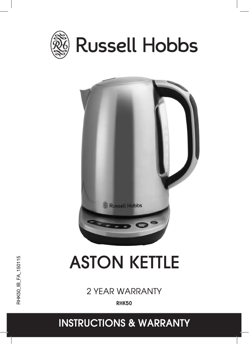 Page 1 of the manual User Manual Russell Hobbs Aston RHK50