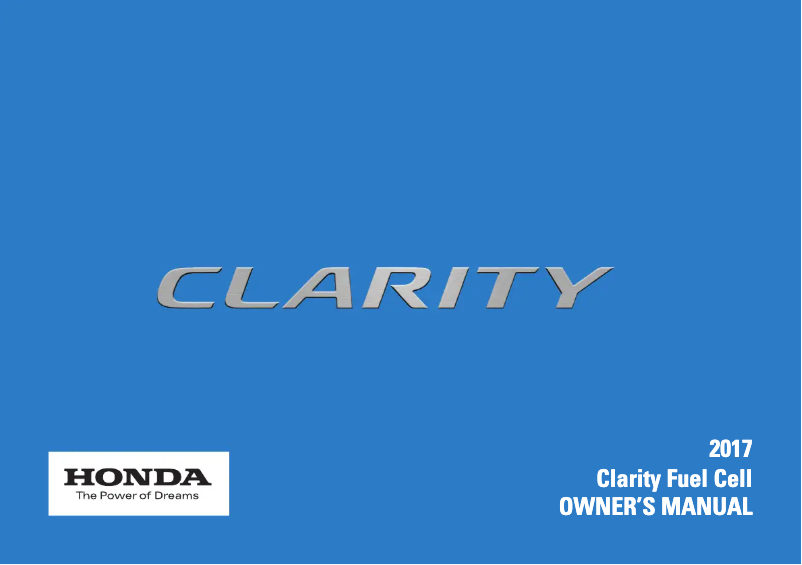 Page 1 of the manual User Manual Honda Clarity Fuel Cell (2017)