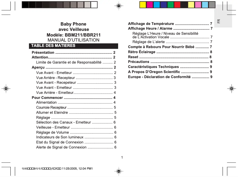 First page image of the manual for BBM211