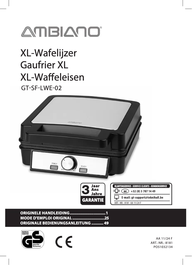 Page 1 of the manual User Manual Ambiano GT-SF-LWE-02