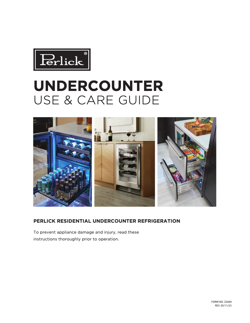 Page 1 of the manual User Manual Perlick HP24ZS-4