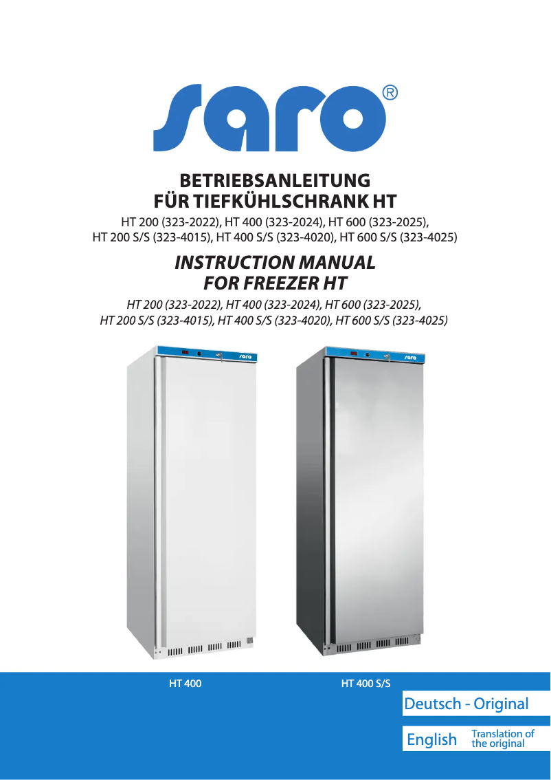 Page 1 of the manual User Manual Saro HT 200