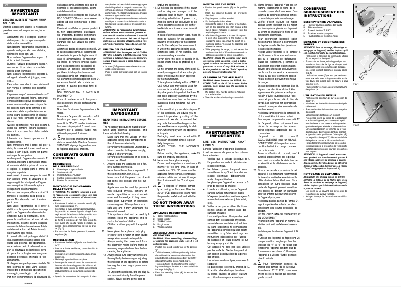 Page 1 of the manual User Manual Ariete Mixy 1541