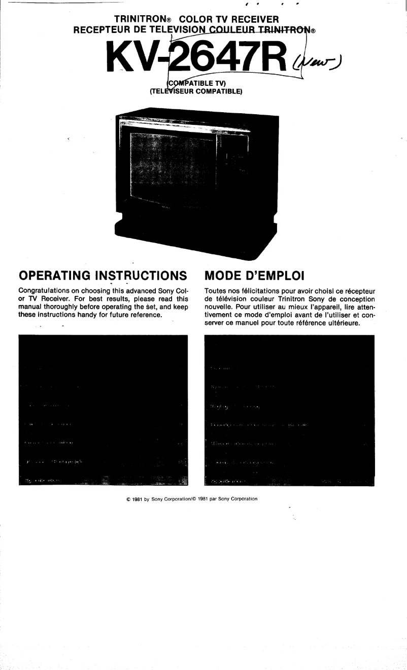 Page 1 of the manual User Manual Sony KV-2647R