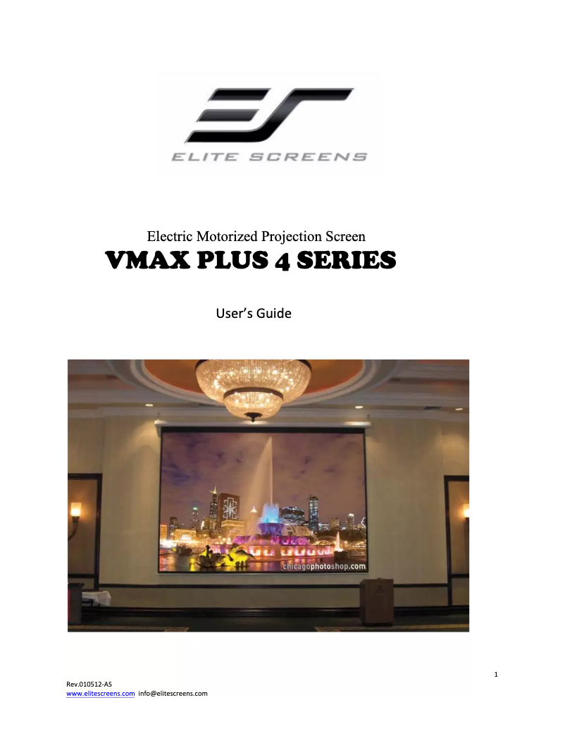 Page 1 de la notice Manuel utilisateur Elite Screens VMAX Plus 4 VMAX200XWV