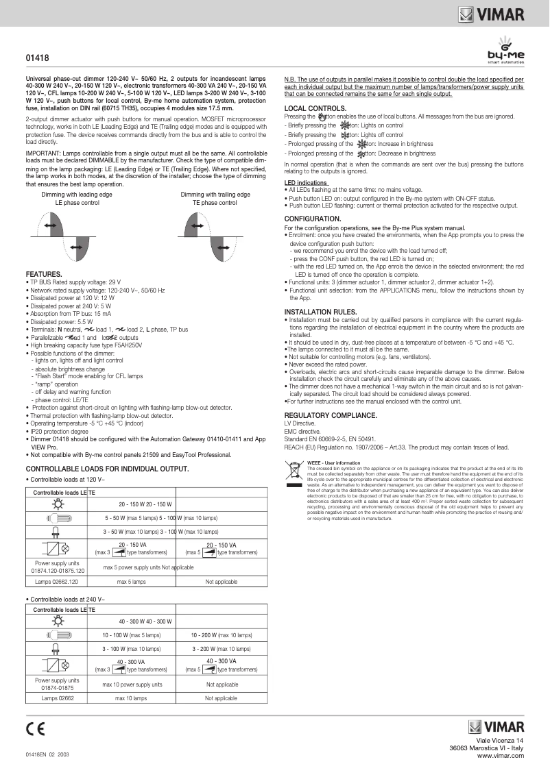 First page image of the manual for 01418