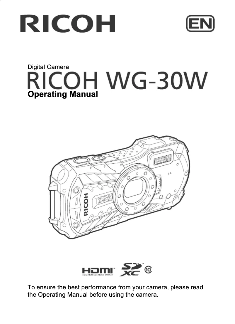 Page 1 of the manual User Manual Ricoh WG-30W