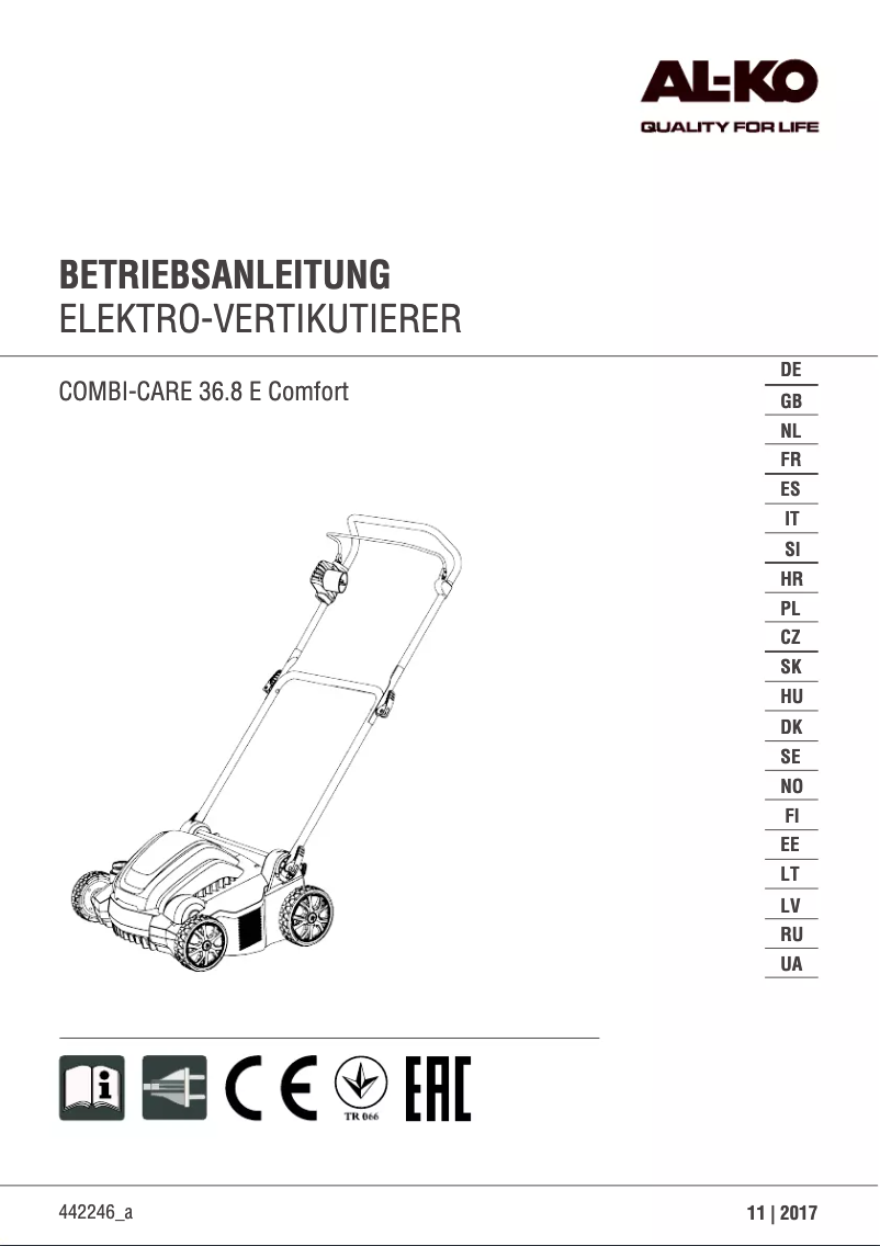 Page 1 of the manual User Manual AL-KO 36.8 Combi Comfort