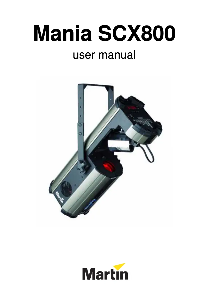 First page image of the manual for Mania SCX800