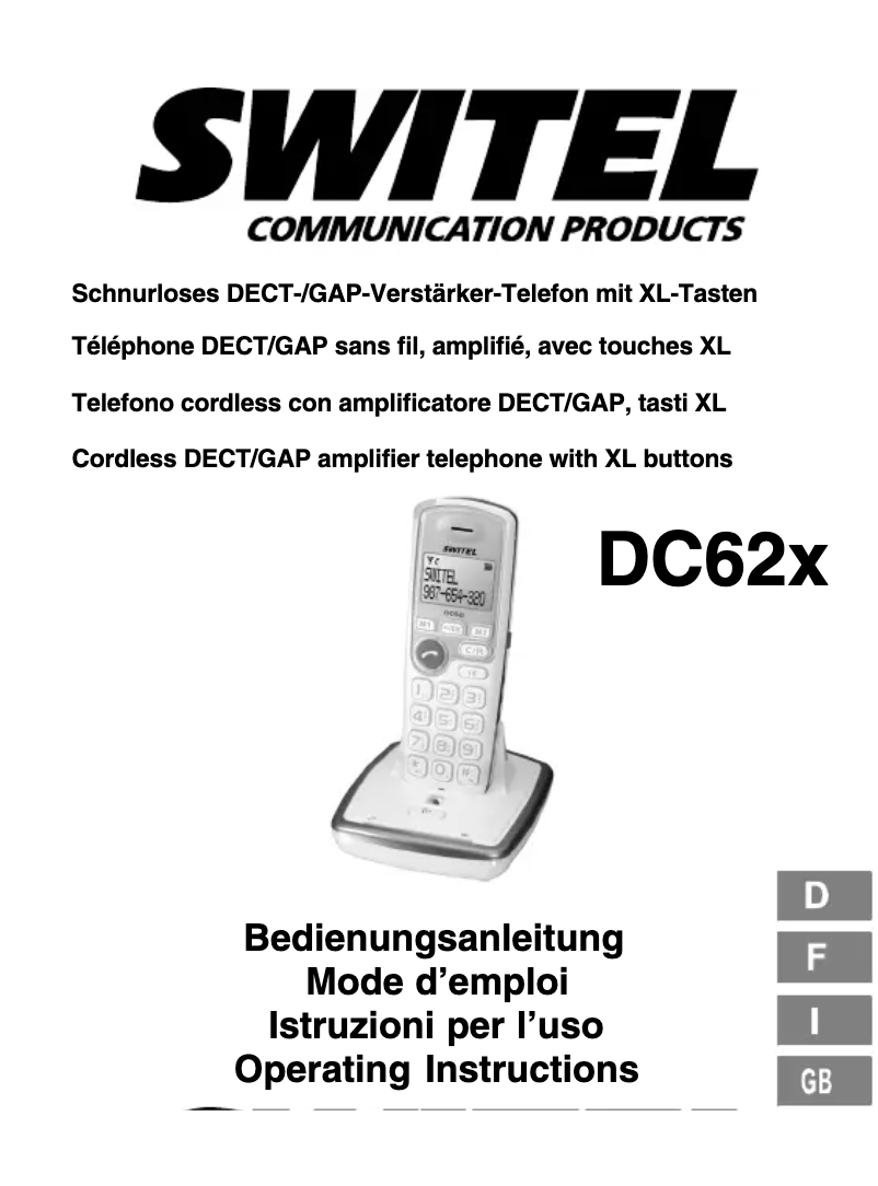 First page image of the manual for DC 621