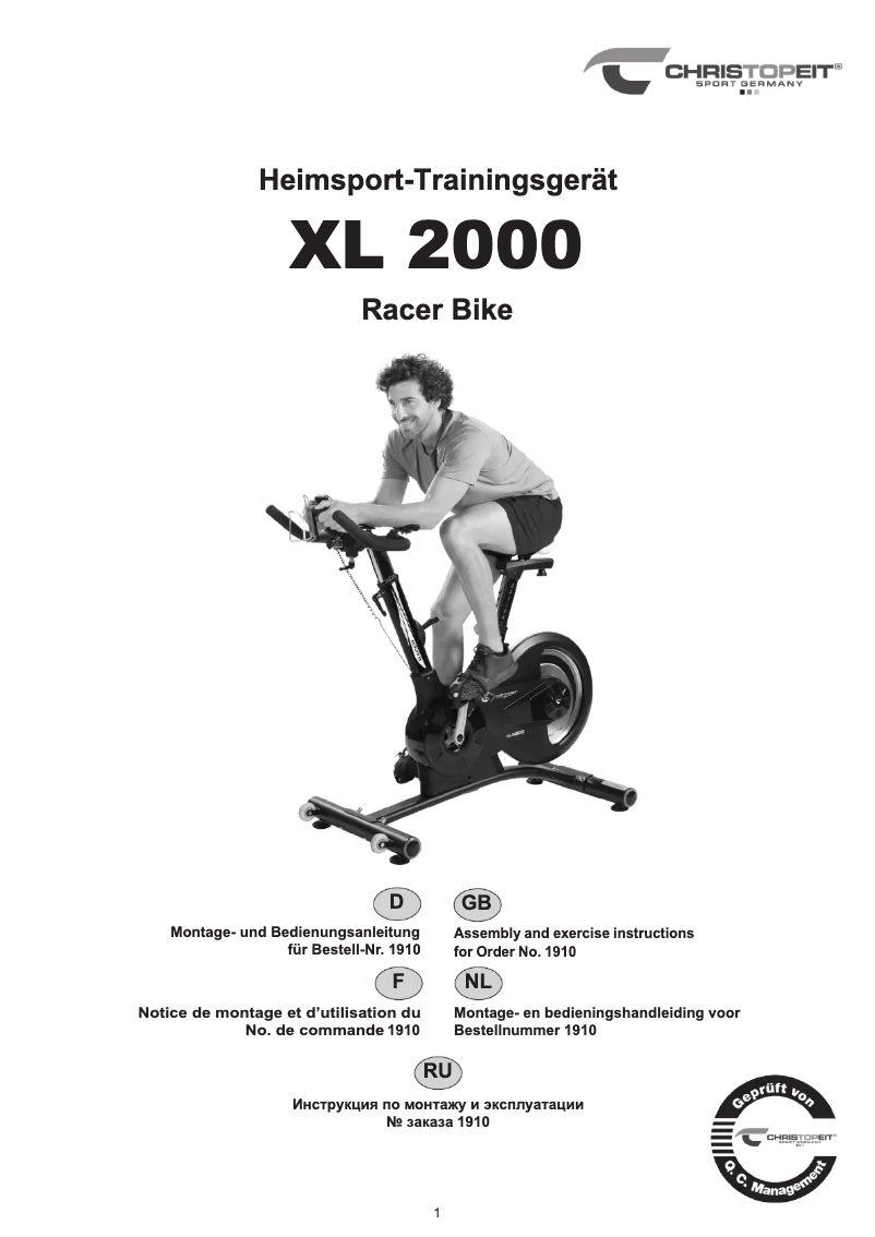 First page image of the manual for XL 2000