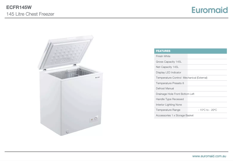 First page image of the manual for ECFR145W