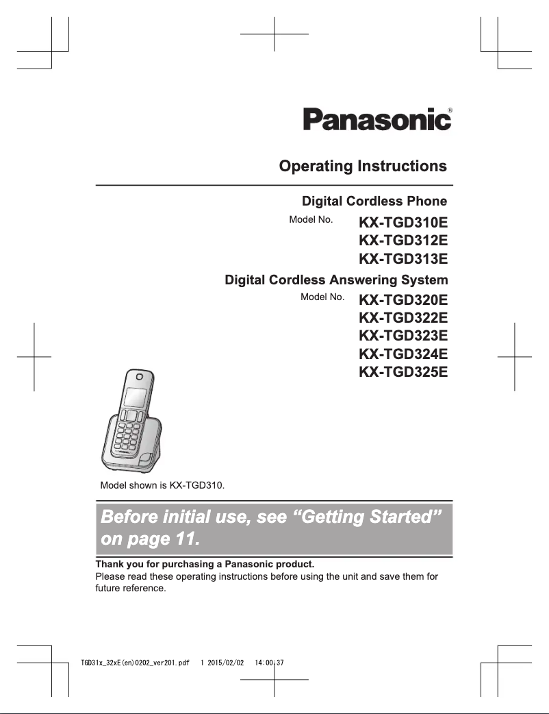 Page 1 of the manual User Manual Panasonic KX-TGD323E