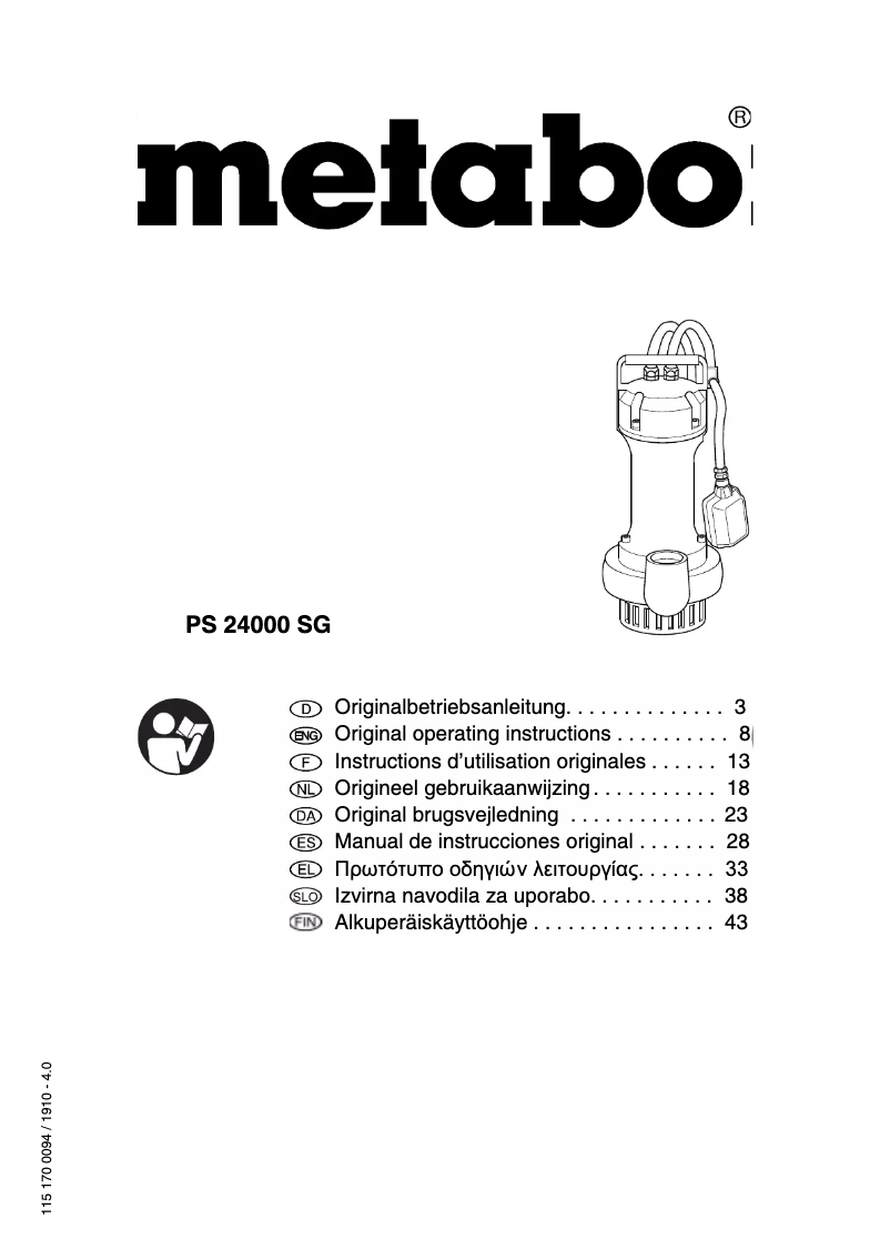 First page image of the manual for PS 24000 SG