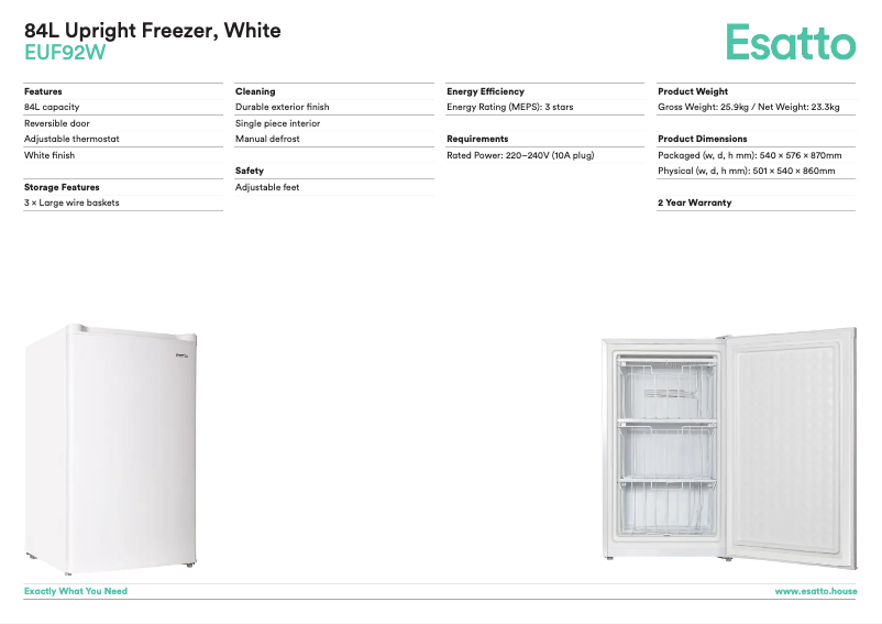 First page image of the manual for EUF92W