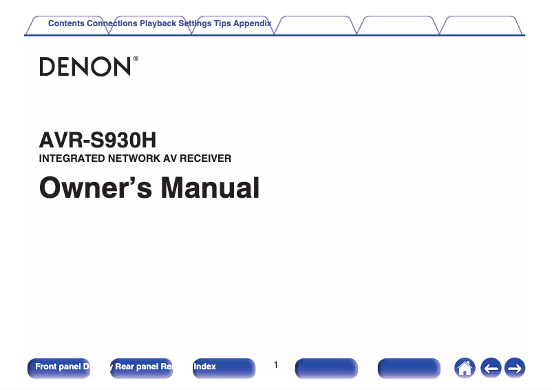 First page image of the manual for AVR-S930H