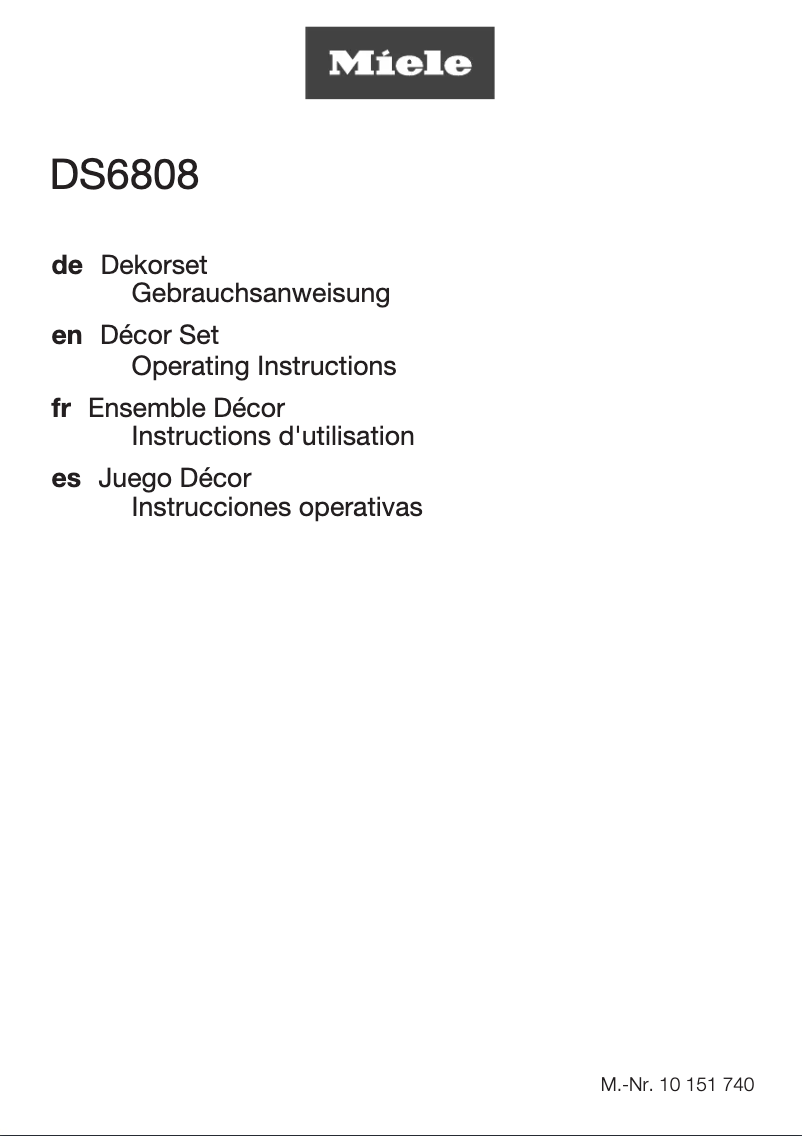 Page 1 of the manual User Manual Miele DS 6808
