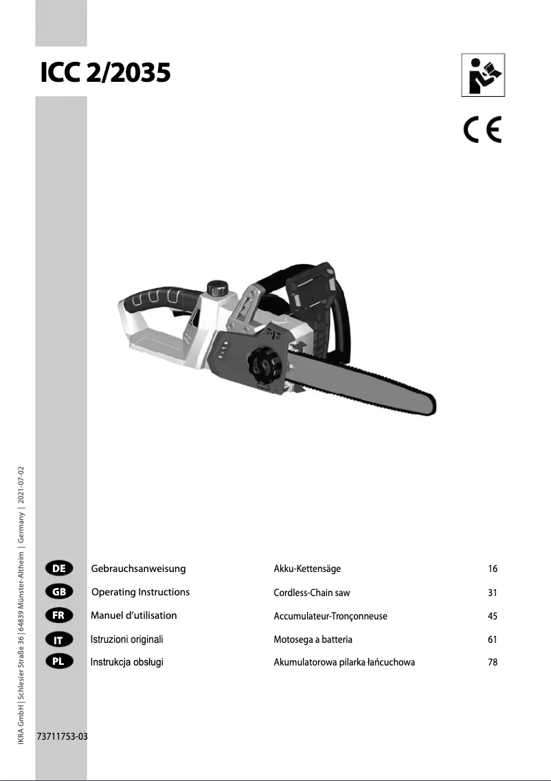 First page image of the manual for ICC 2/2035