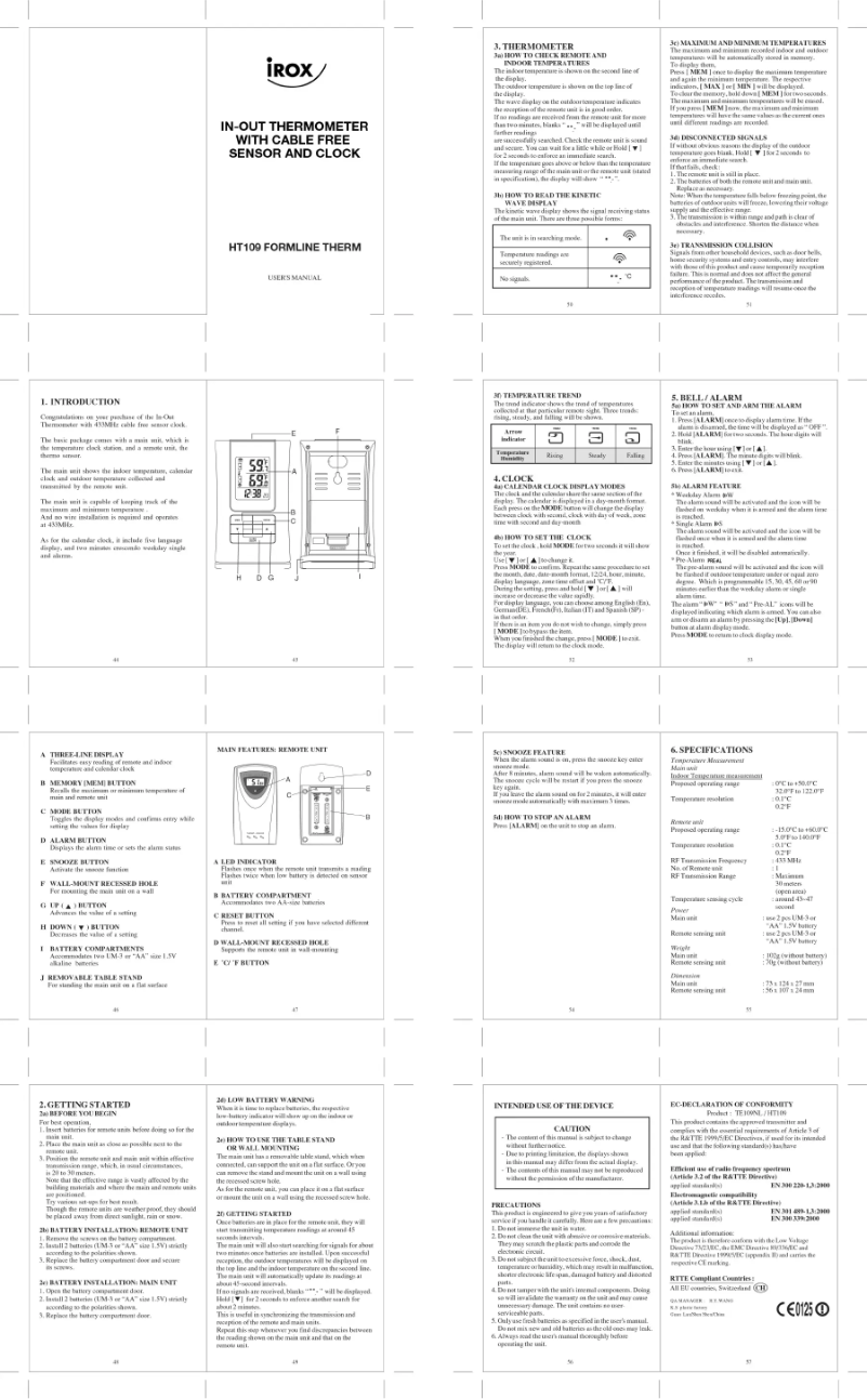 First page image of the manual for HT109