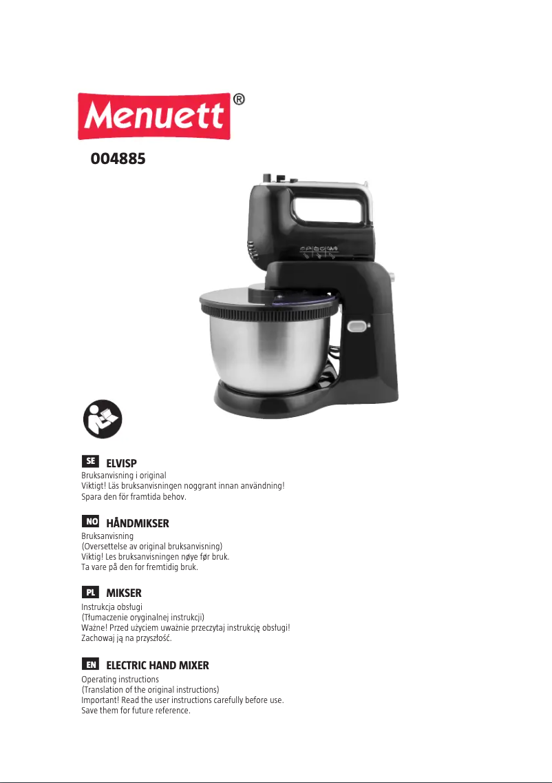 Page 1 of the manual User Manual Menuett 004-885