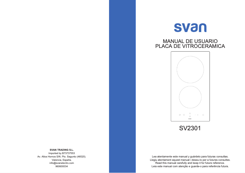 First page image of the manual for SV2301