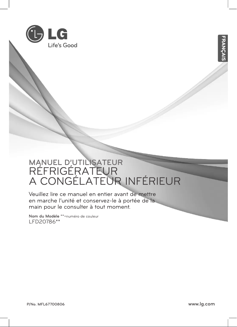 First page image of the manual for LFD20786ST