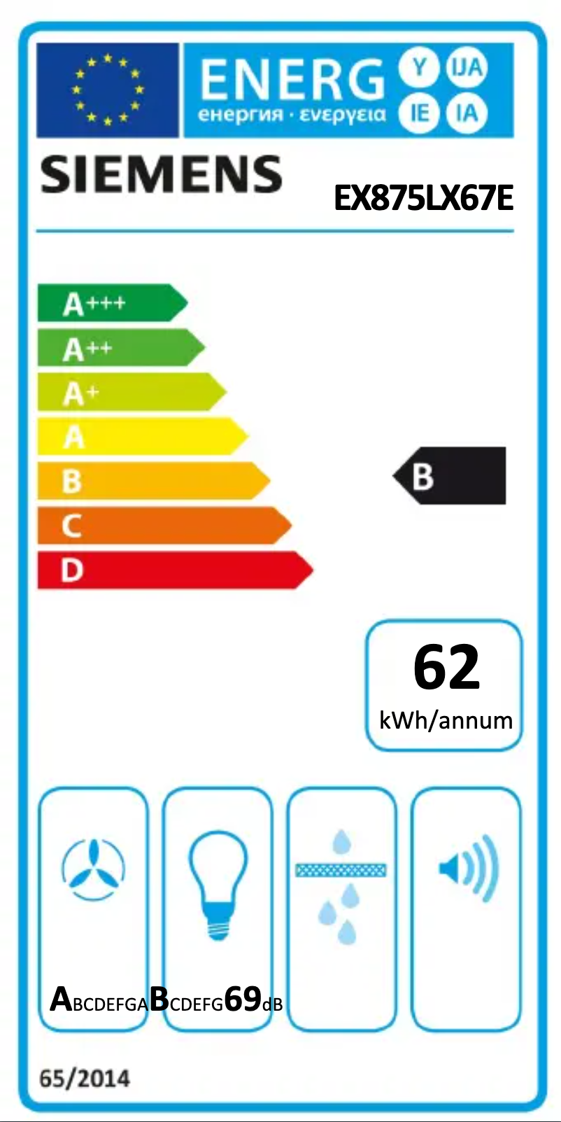 Page 1 of the manual Energy Label Siemens iQ700 EX875LX67E