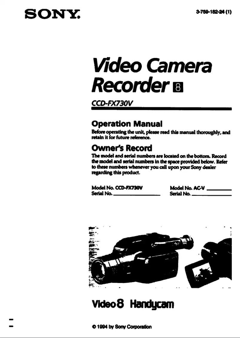 Page 1 of the manual User Manual Sony CCD-FX730V