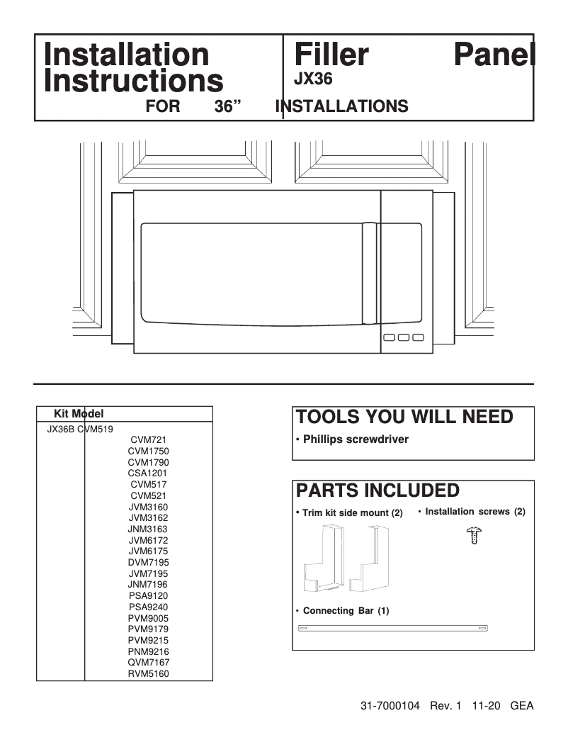 Page 1 of the manual User Manual GE JX36BDS