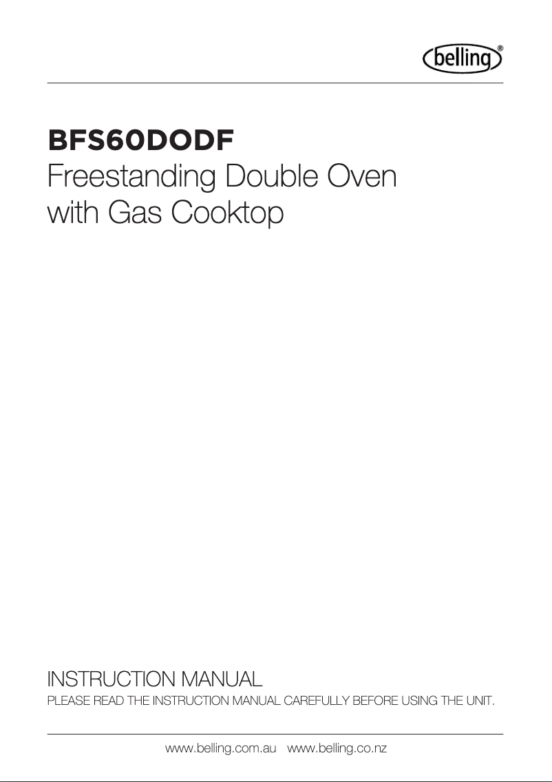 First page image of the manual for BFS60DODF