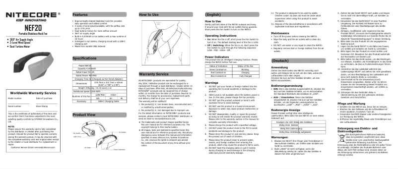 First page image of the manual for NEF20