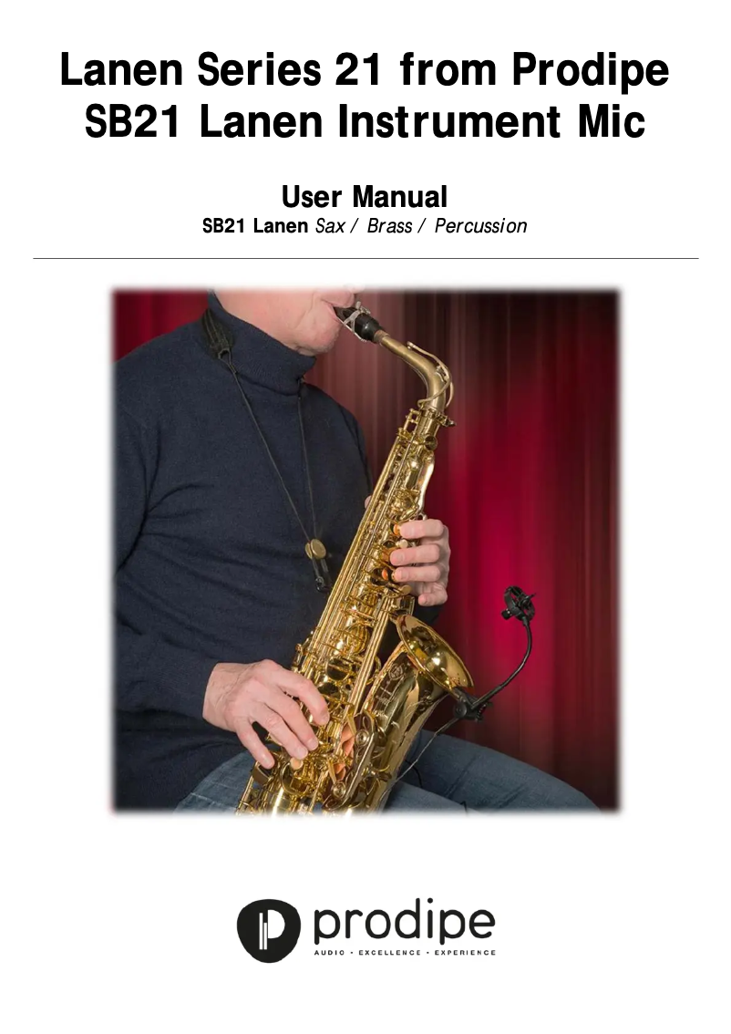 Page 1 of the manual User Manual Prodipe SB21