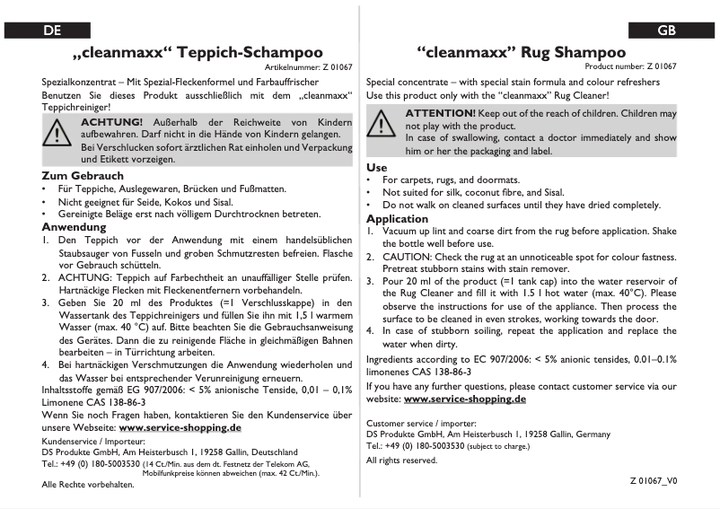 Page 1 of the manual User Manual EasyMaxx 01067
