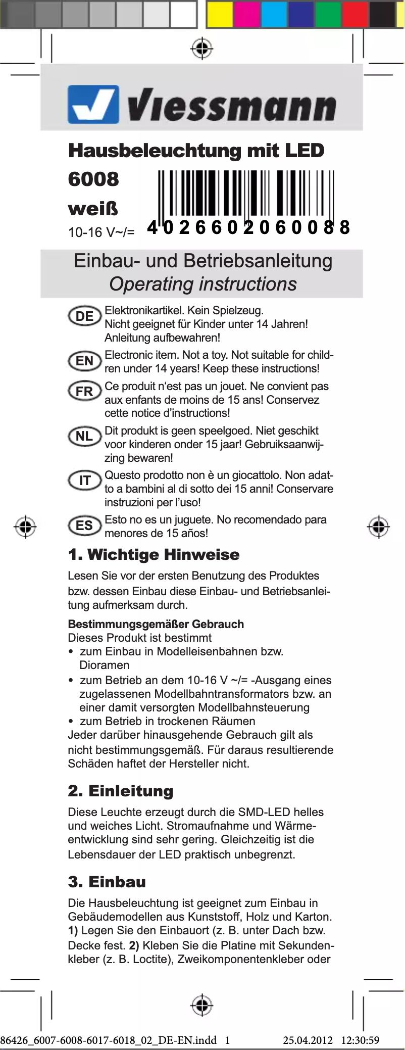 First page image of the manual for 6008