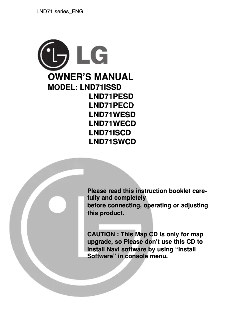 First page image of the manual for LNI73PESD