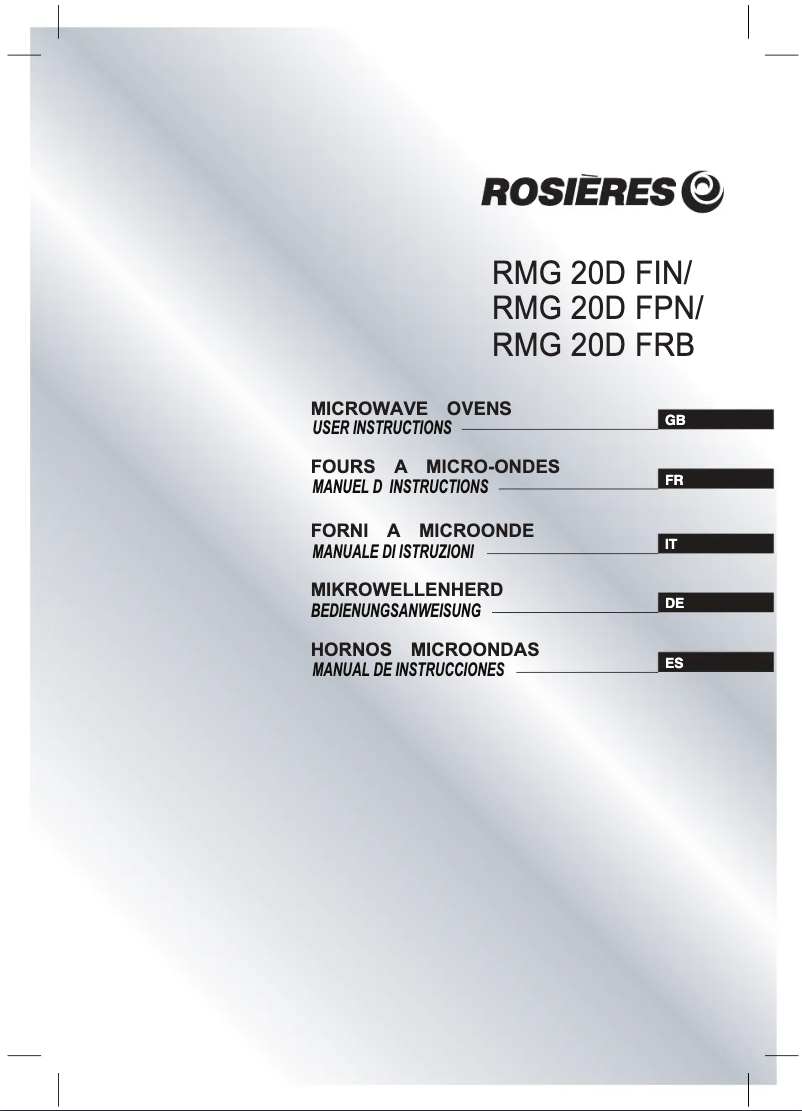 Page 1 of the manual User Manual Rosieres RMG 20D FRB