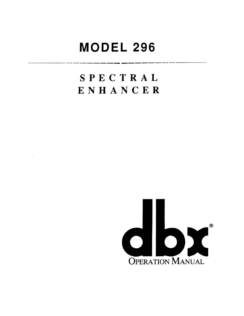Page 1 of the manual User Manual DBX 296 Project 1