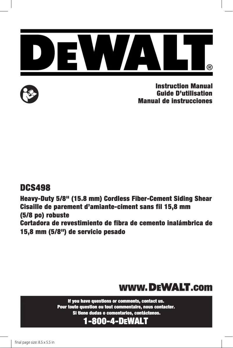 First page image of the manual for DCS498
