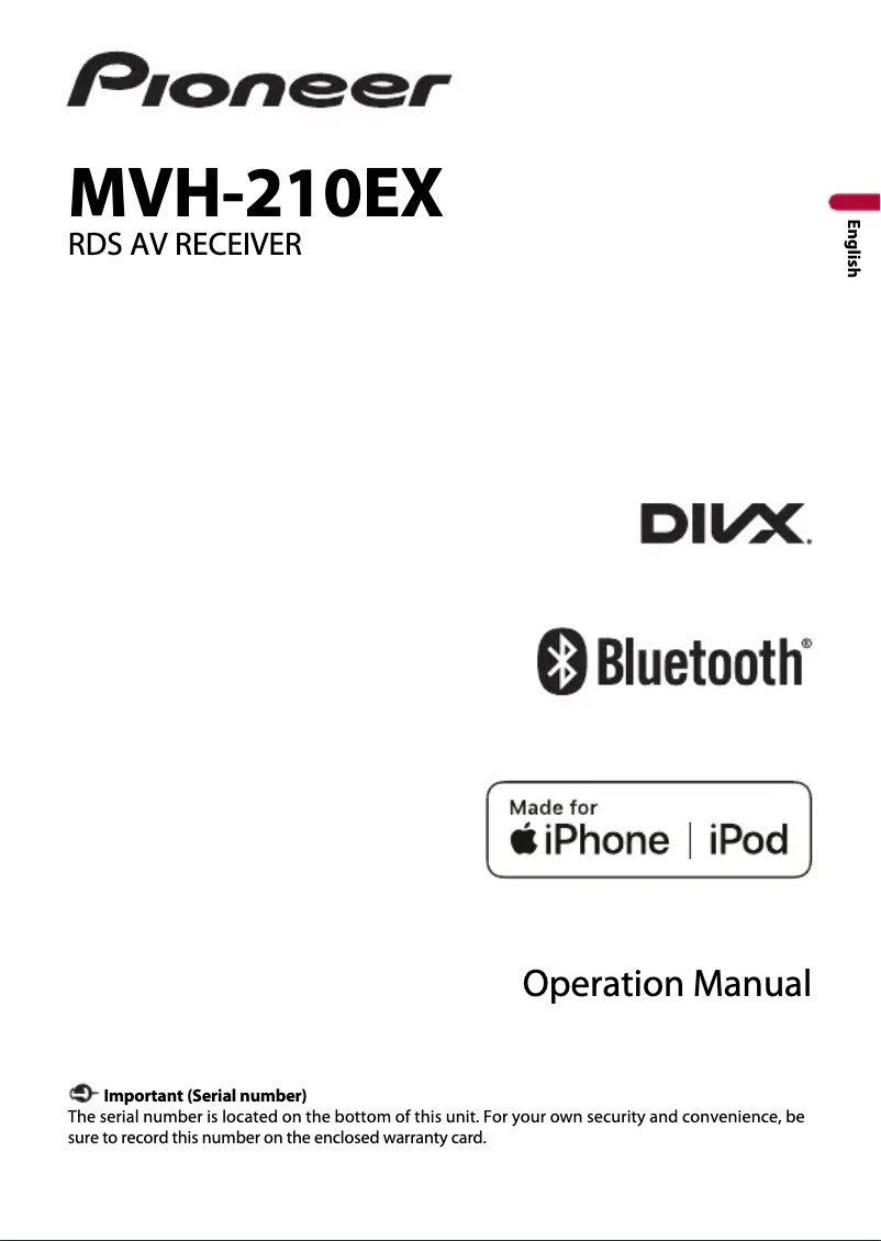 Page 1 of the manual User Manual Pioneer MVH-210EX