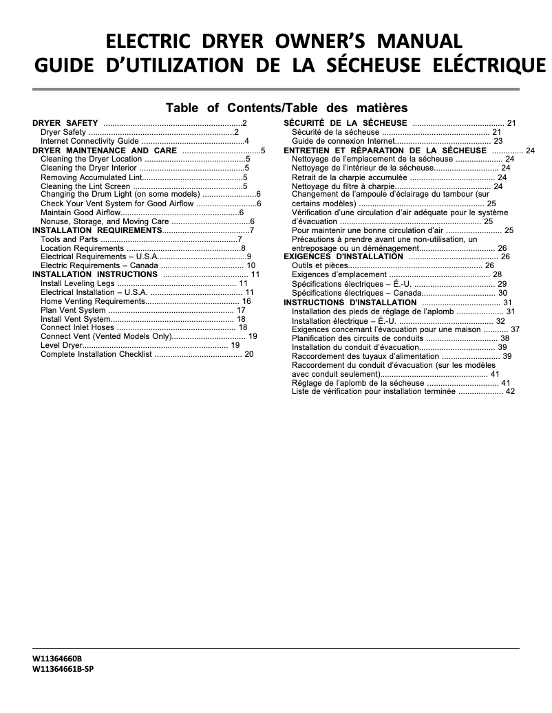 First page image of the manual for YWED6605MC