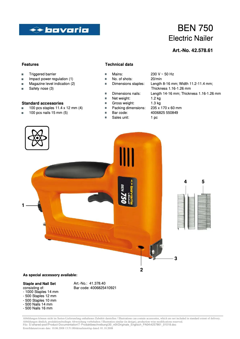 First page image of the manual for BEN 750