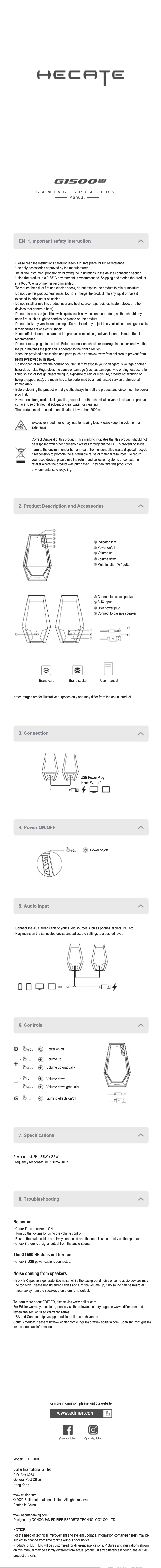 First page image of the manual for Hecate G1500 SE