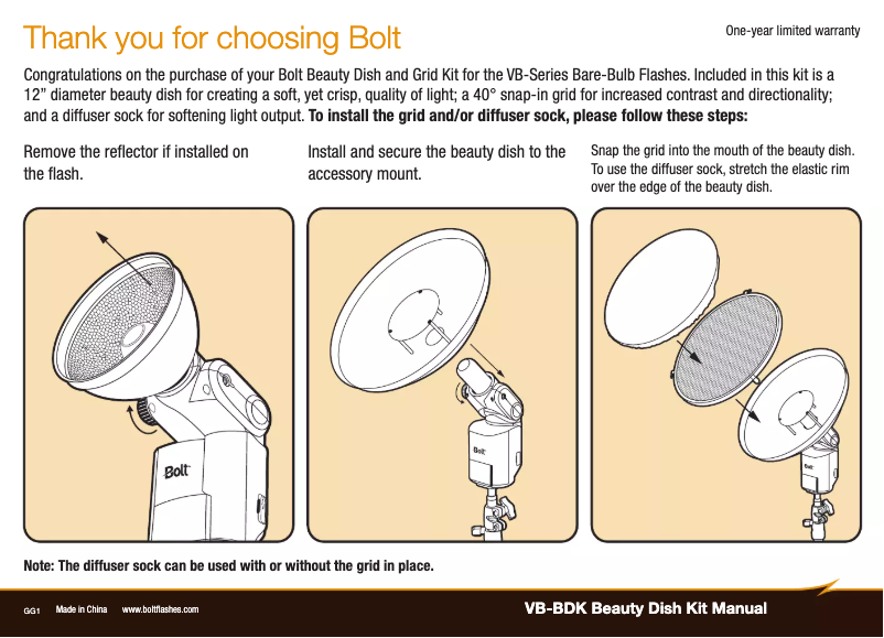 Page 1 of the manual User Manual Bolt VB-BDK