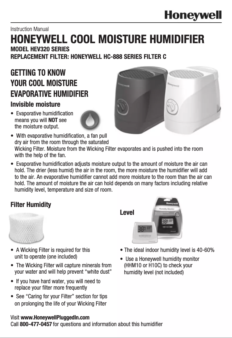 Page 1 of the manual User Manual Honeywell HEV320B