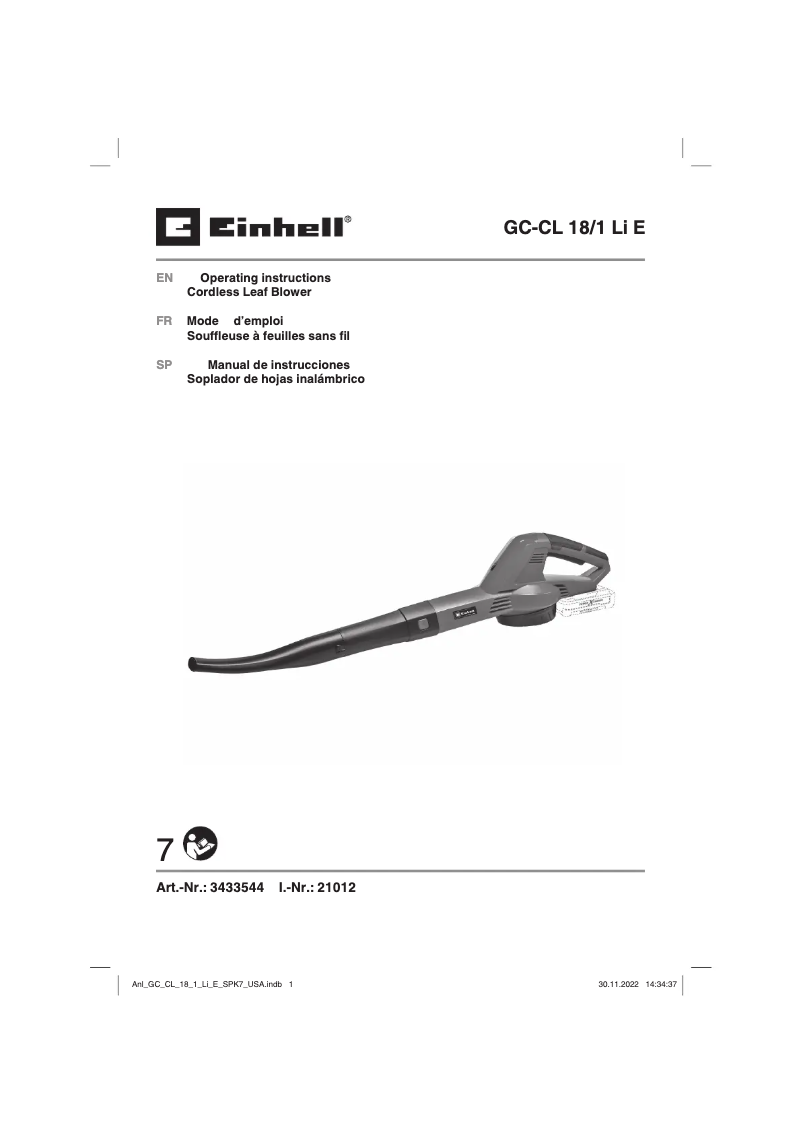 First page image of the manual for GC-CL 18/1 Li E